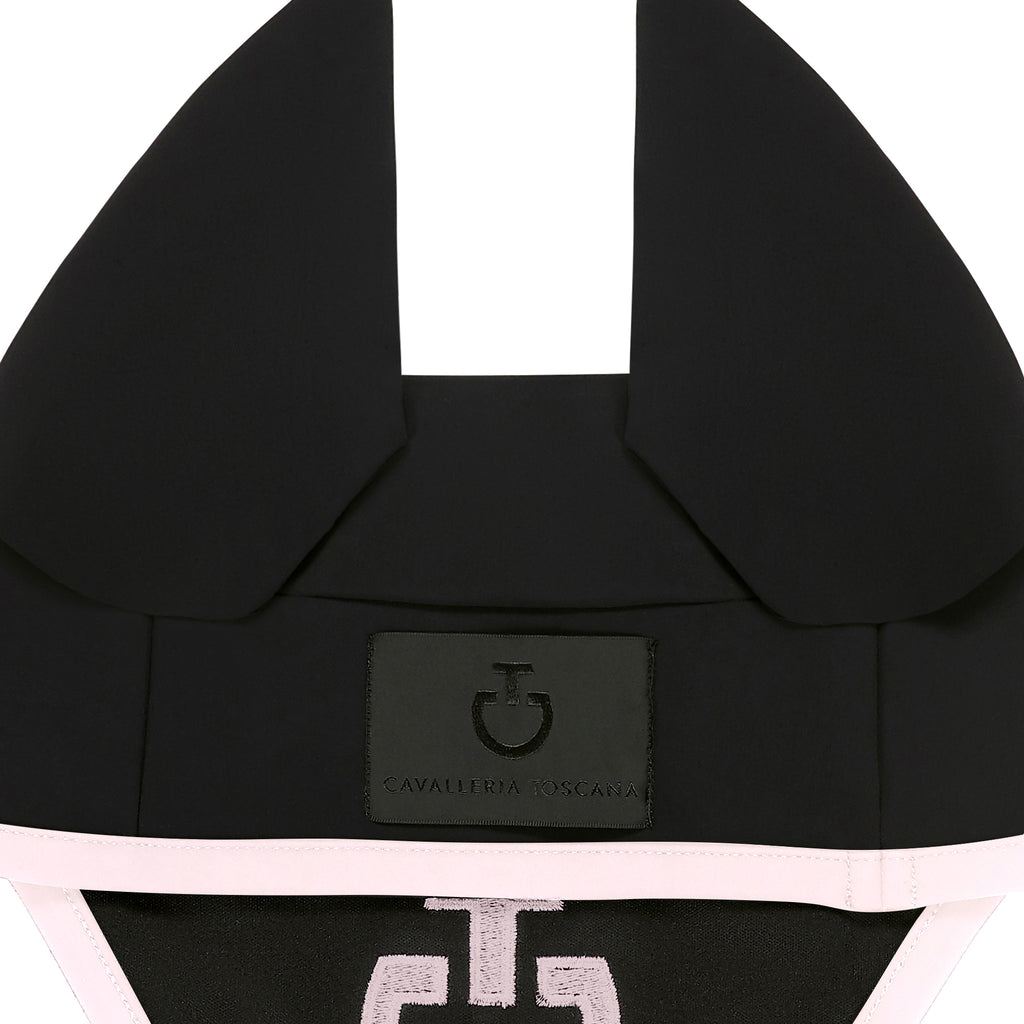 Bonnet cheval Cavalleria Toscana en jersey technique – Noir galon logo Violet Ice