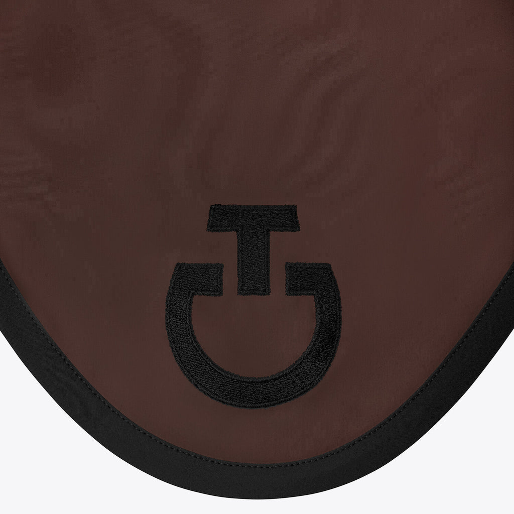 Bonnet cheval Cavalleria Toscana en jersey technique – Chocolat, galon et logo noir