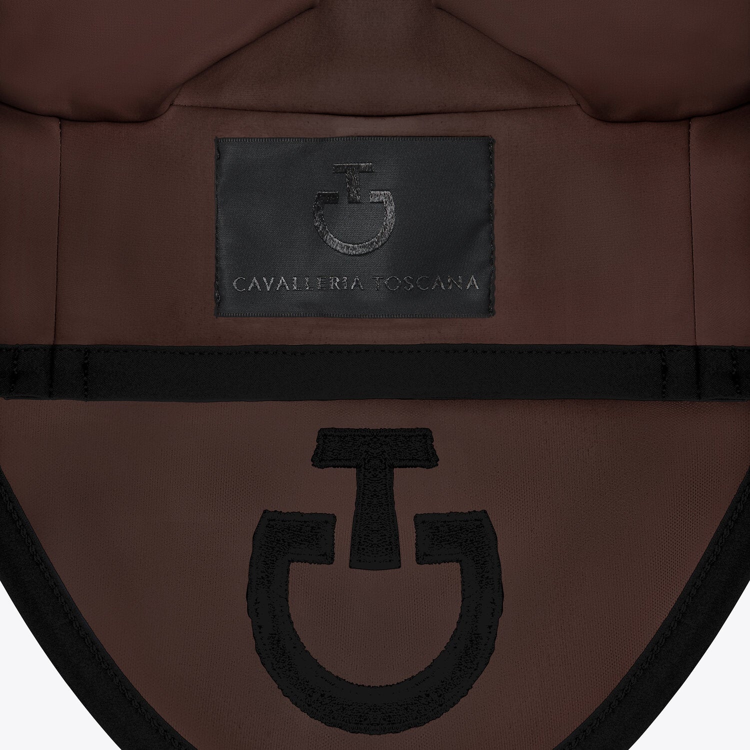 Bonnet cheval Cavalleria Toscana en jersey technique – Chocolat, galon et logo noir