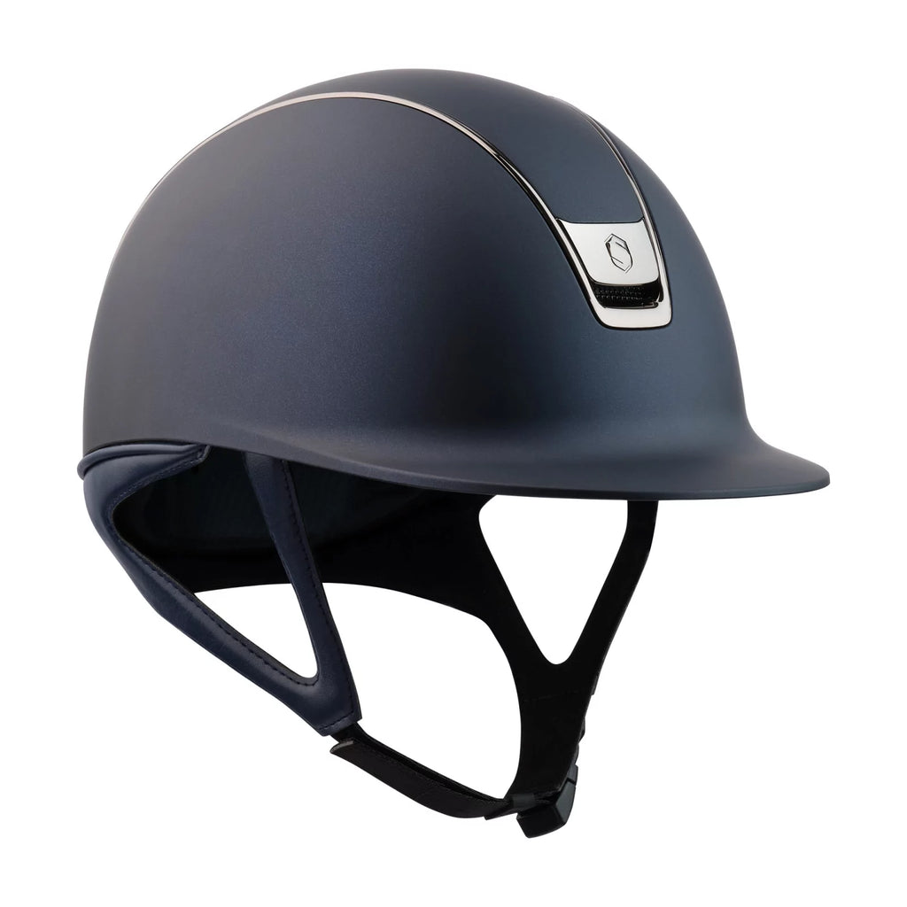 Casque d’équitation Samshield 2.0 – Marine Mat, Liseret & Blason Chrome