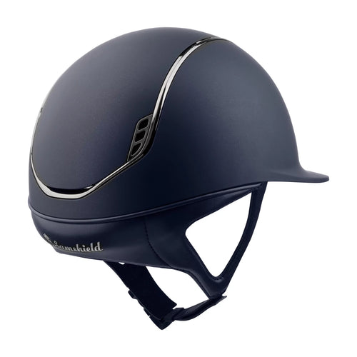 Casque d’équitation Samshield 2.0 – Marine Mat, Liseret & Blason Chrome