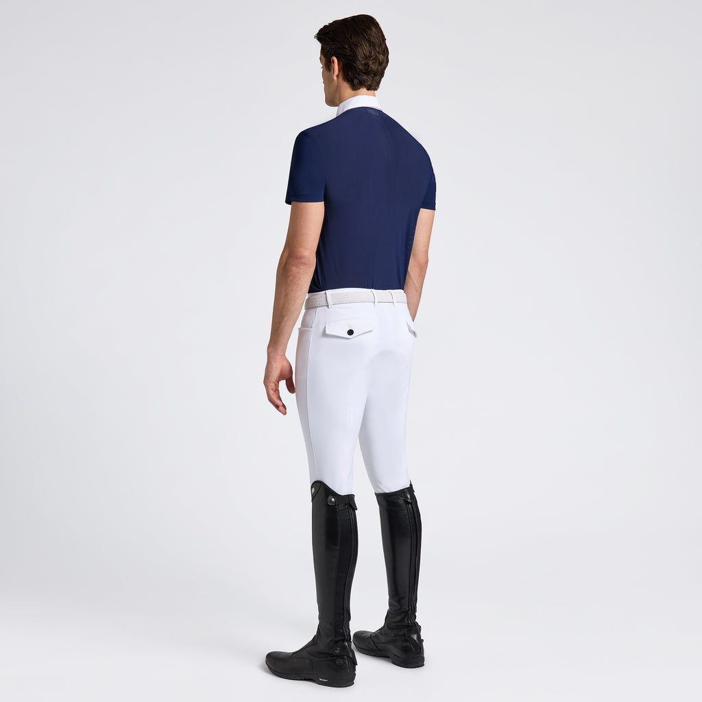Chemise de concours homme Cavalleria Toscana zippée – Bleu Nuit