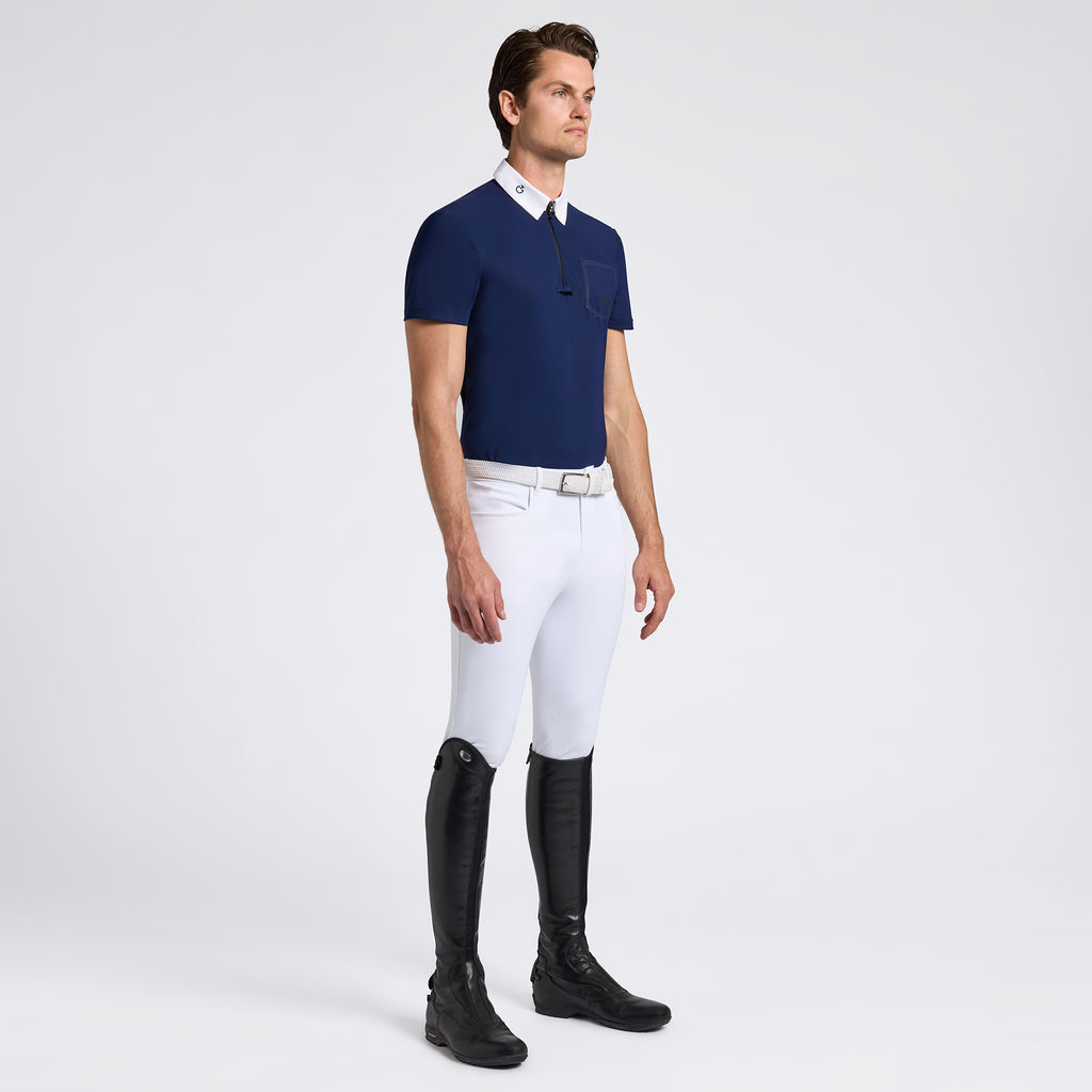 Chemise de concours homme Cavalleria Toscana zippée – Bleu Nuit