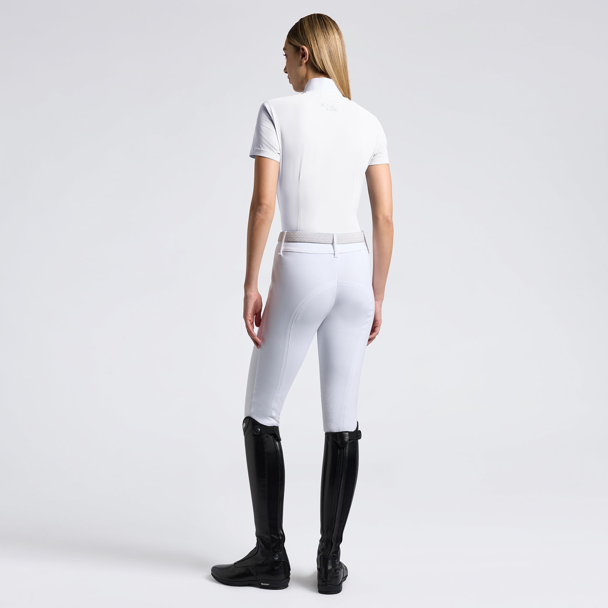 Polo de concours femme Cavalleria Toscana – Manches courtes, Blanc