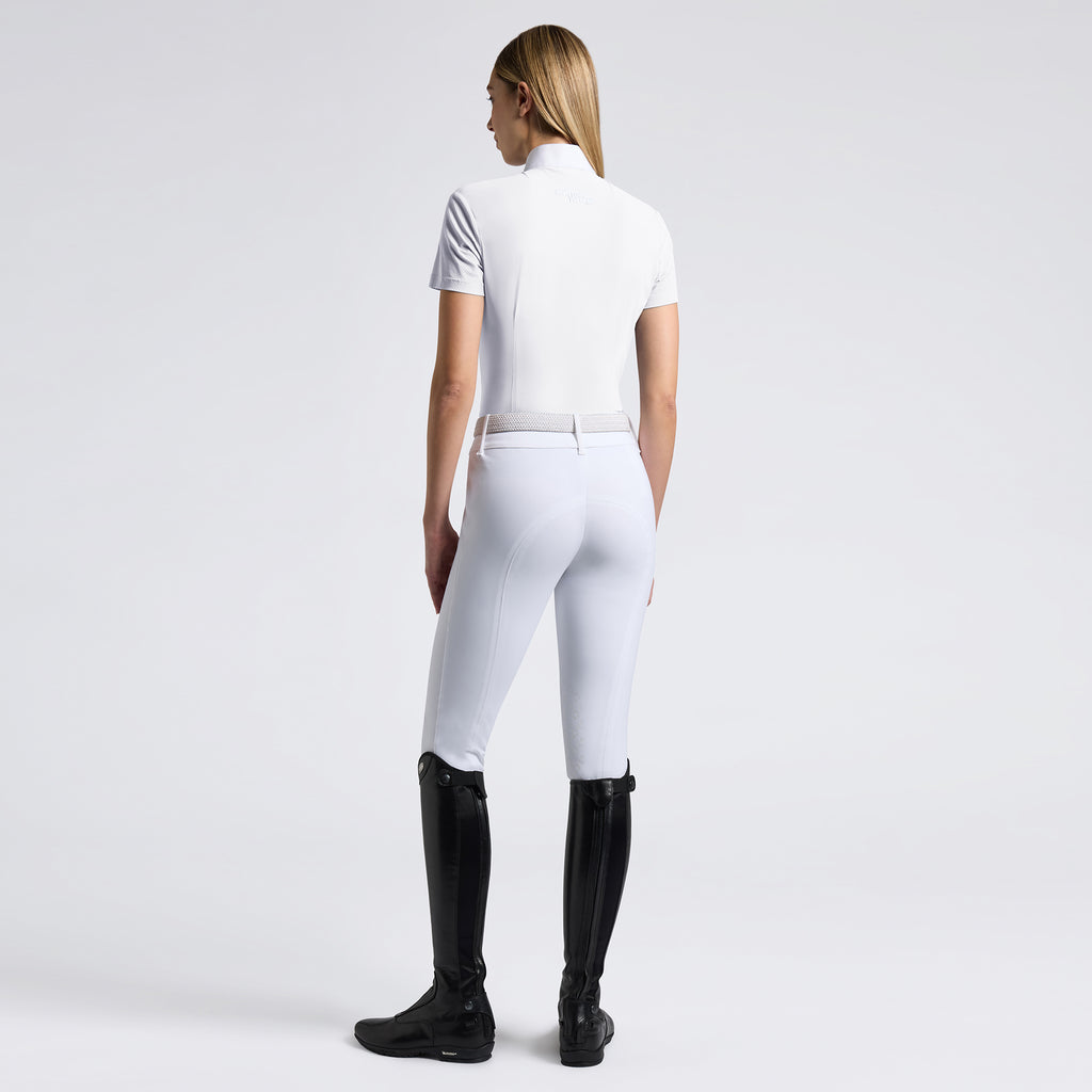 Polo de concours femme Cavalleria Toscana – Manches courtes, Blanc