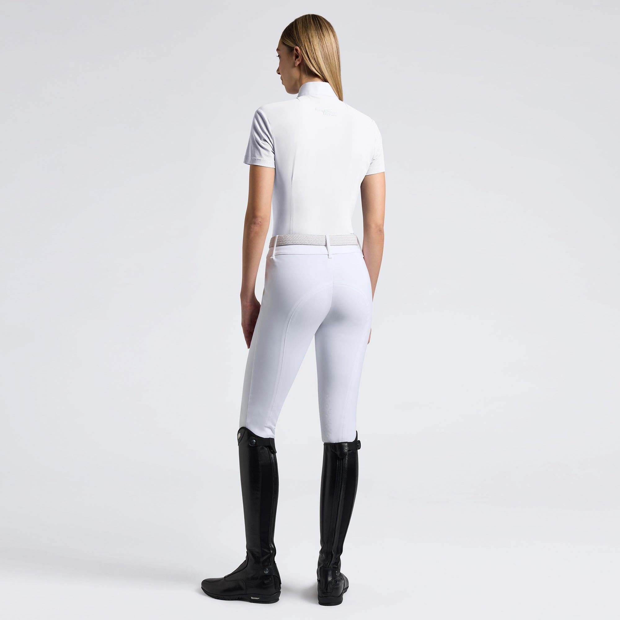 Polo de concours femme Cavalleria Toscana – Manches courtes, Blanc