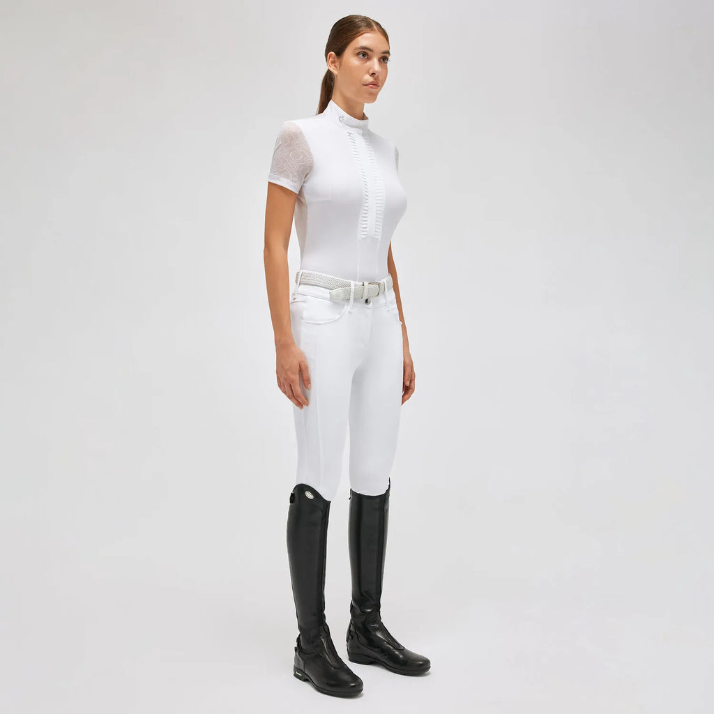 Chemise de concours femme Cavalleria Toscana – Manches courtes, Blanche