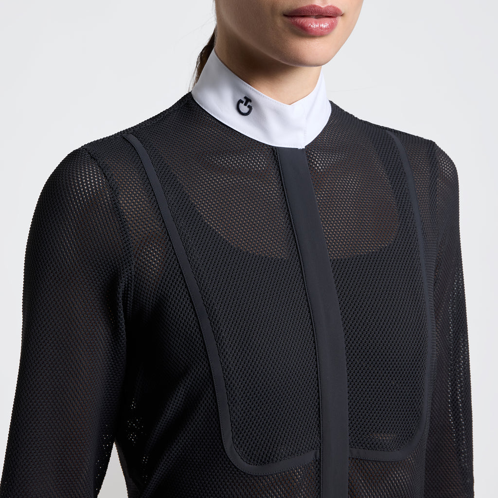 Chemise de Concours Manches Longues Femme Cavalleria Toscana Bleu Ocean Insert Perforated