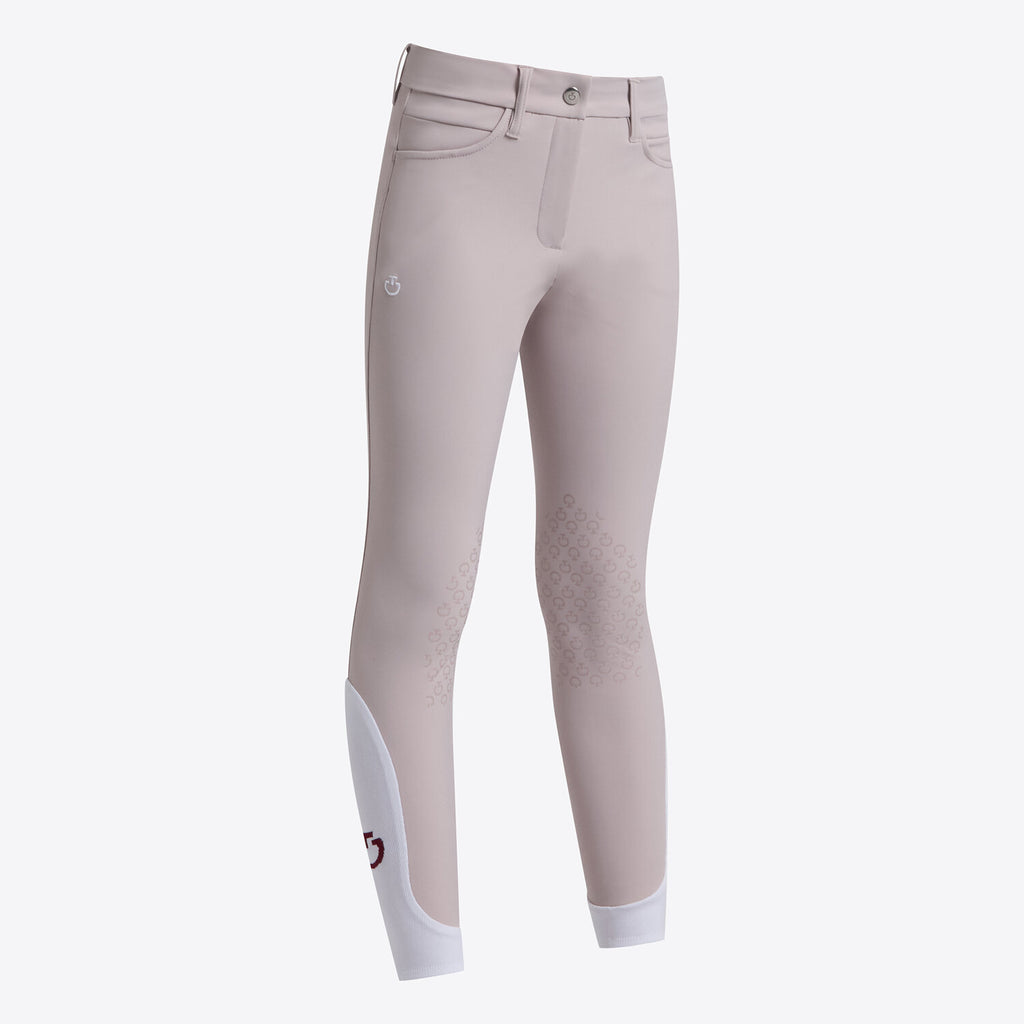 Pantalon d’équitation fille Cavalleria Toscana – Jersey technique & grip genoux Violet Ice