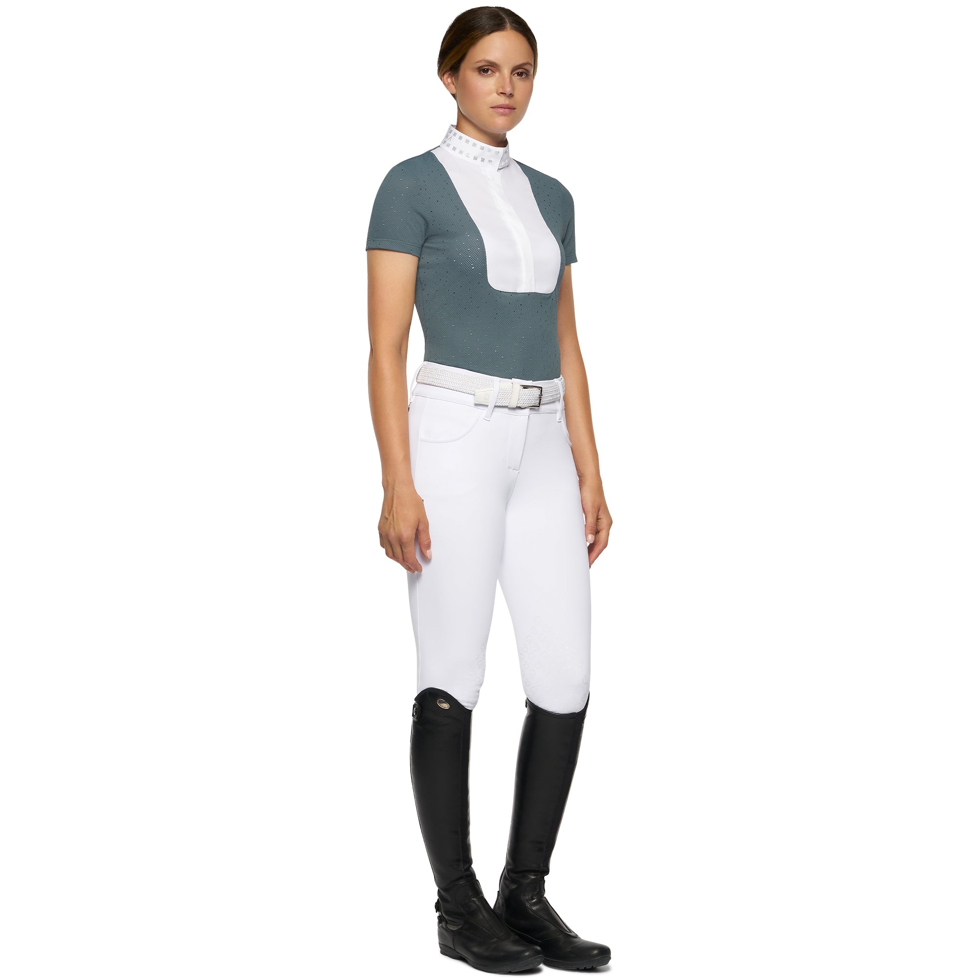 Polo de concour Cavalleria Toscana manches courtes – Bleu Paon
