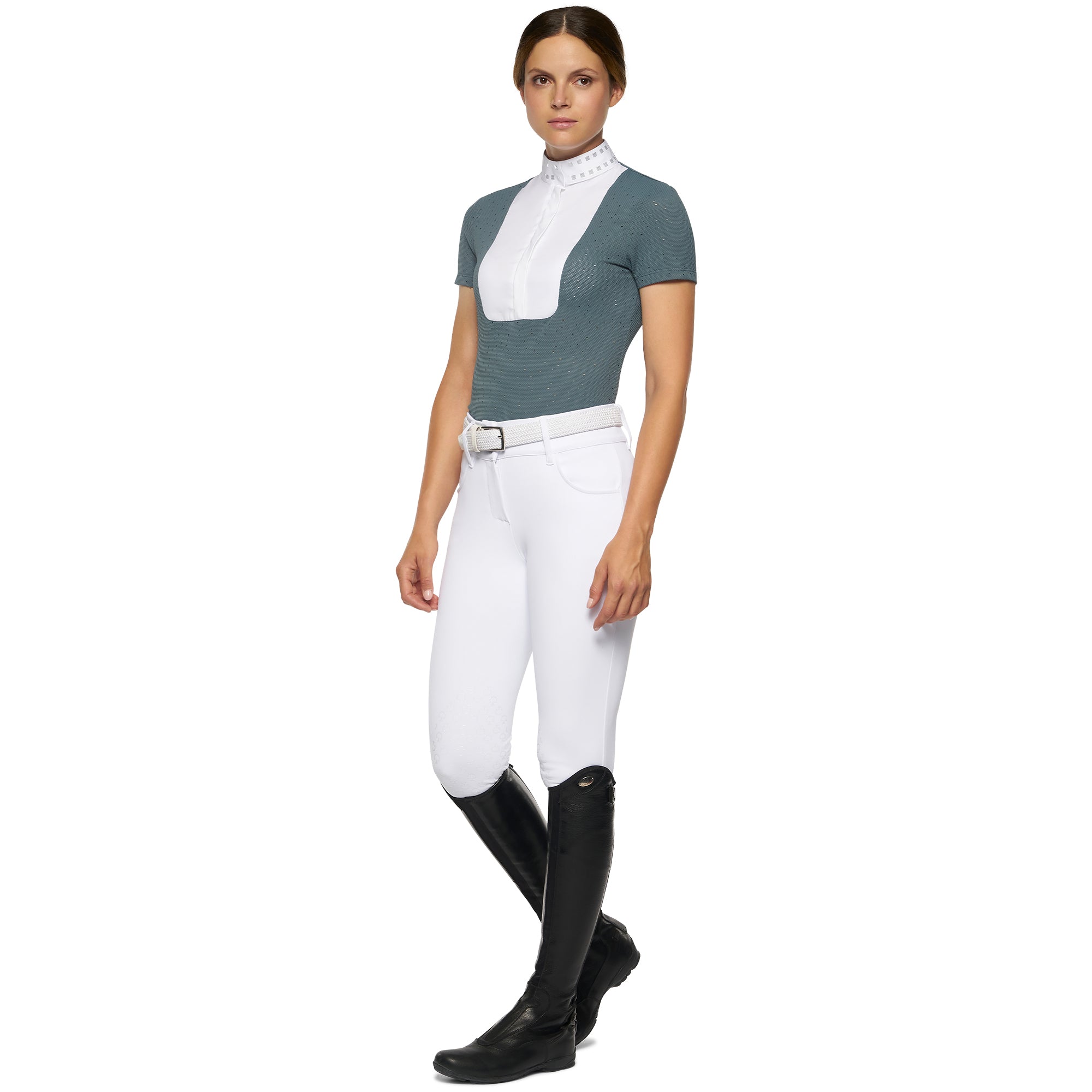 Polo de concour Cavalleria Toscana manches courtes – Bleu Paon