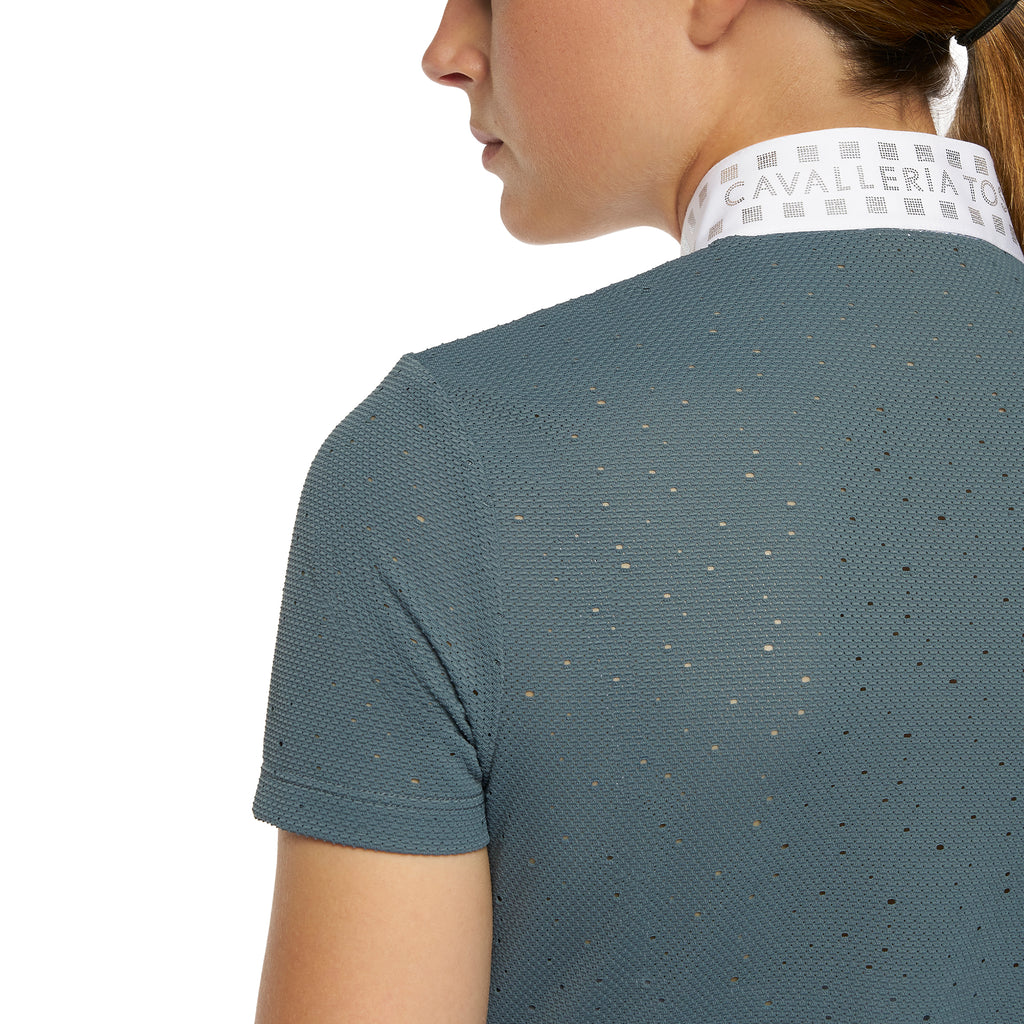 Polo de concour Cavalleria Toscana manches courtes – Bleu Paon