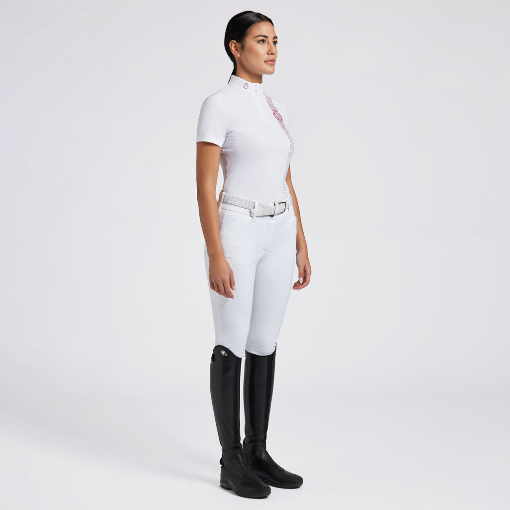 Polo de concours Cavalleria Toscana – Manches courtes, Blanc Pop Art
