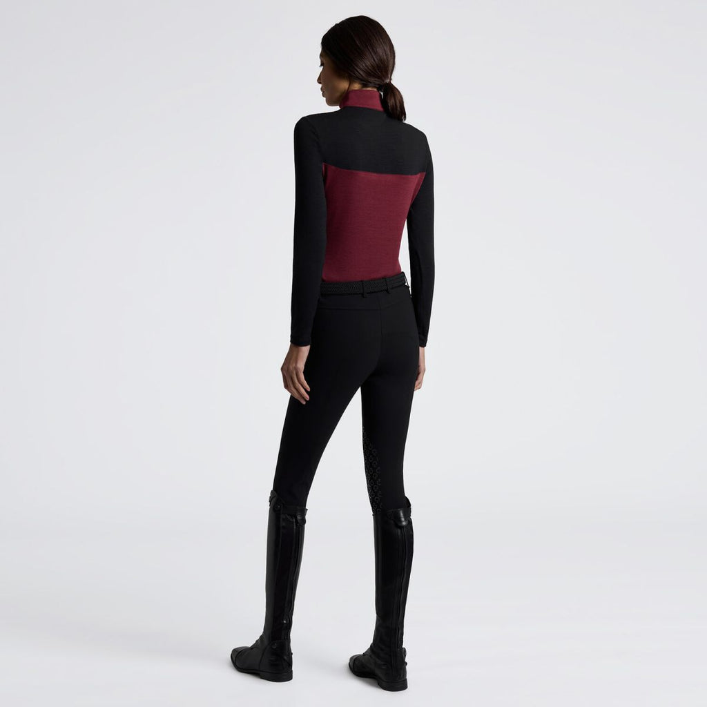 Polo technique Cavalleria Toscana femme – Manches longues Bordeaux & Noir