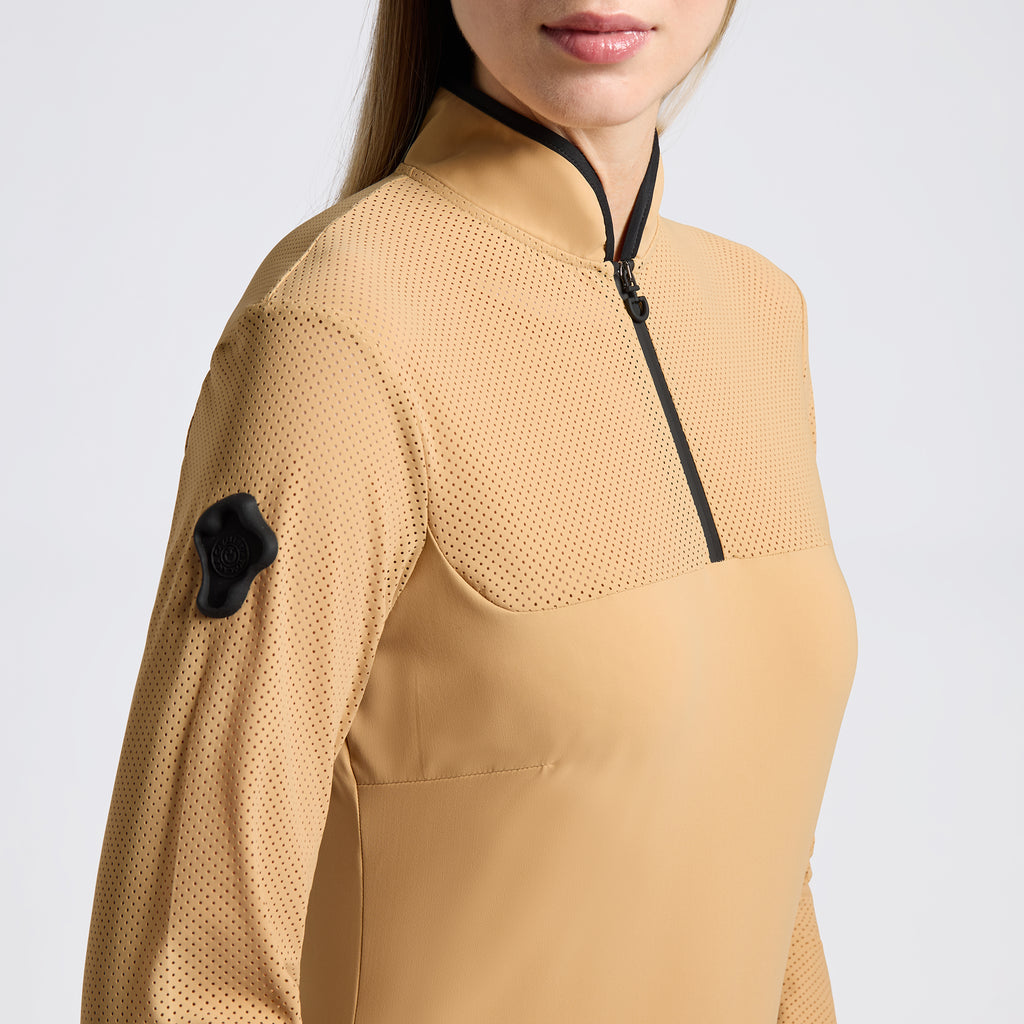 Polo technique manches longues Cavalleria Toscana – Femme, couleur Tan