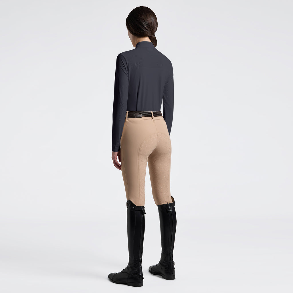 Polo d’Entraînement Perforé Manches Longues Femme Cavalleria Toscana Bleu Ocean
