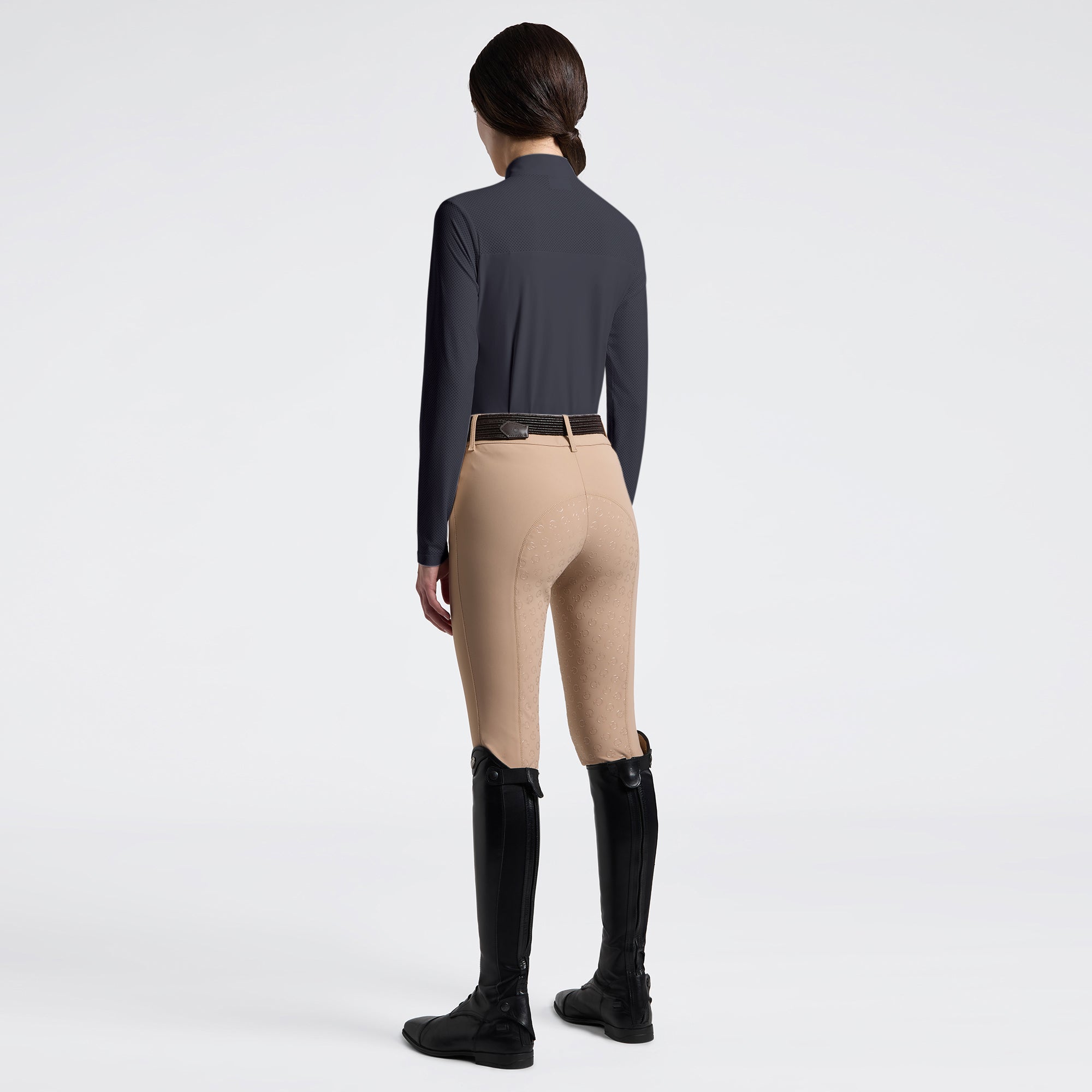 Polo d’Entraînement Perforé Manches Longues Femme Cavalleria Toscana Bleu Ocean