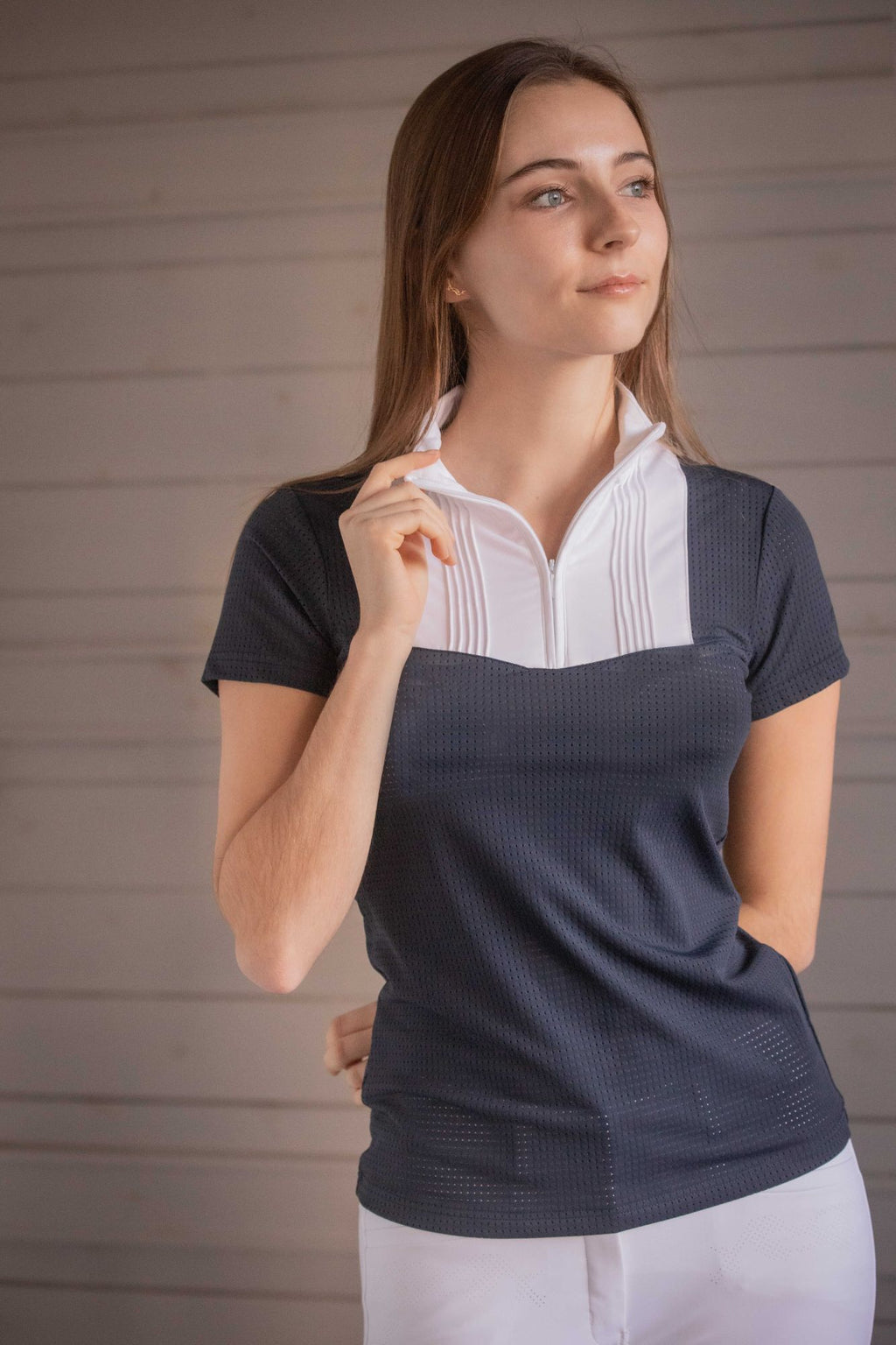Polo de Concours Femme Florence Mesh Marine Manches Courtes – Pénélope