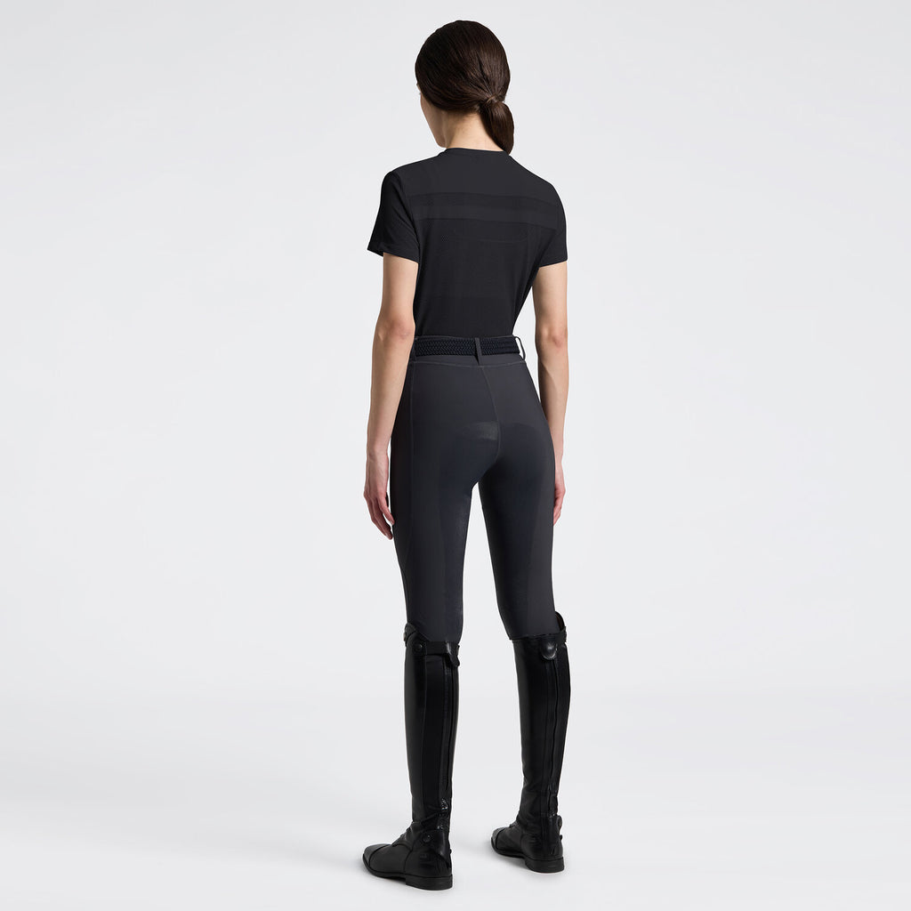 T-shirt technique perforé femme Cavalleria Toscana – Respirant & élégant Bleu Océan