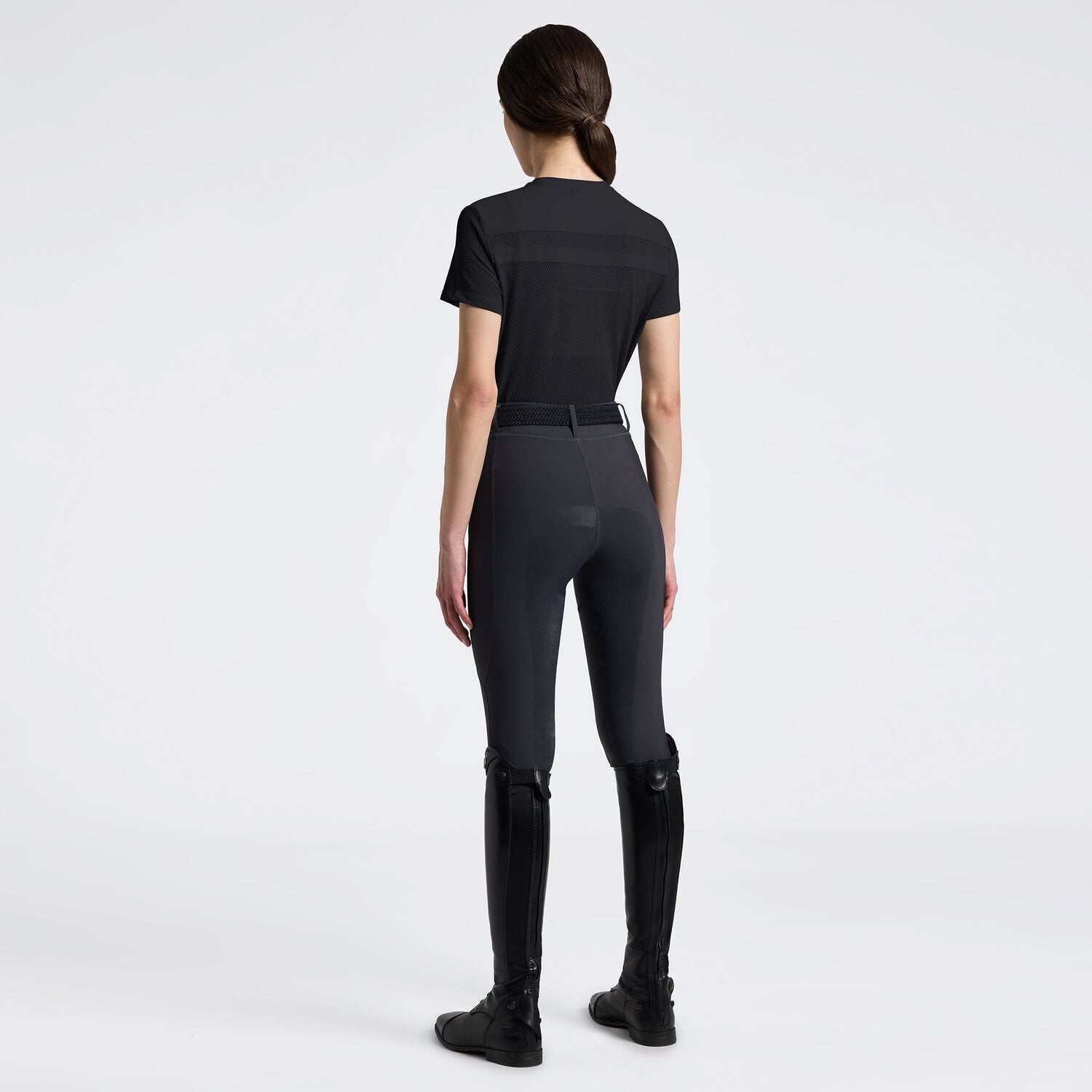T-shirt technique perforé femme Cavalleria Toscana – Respirant & élégant Bleu Océan