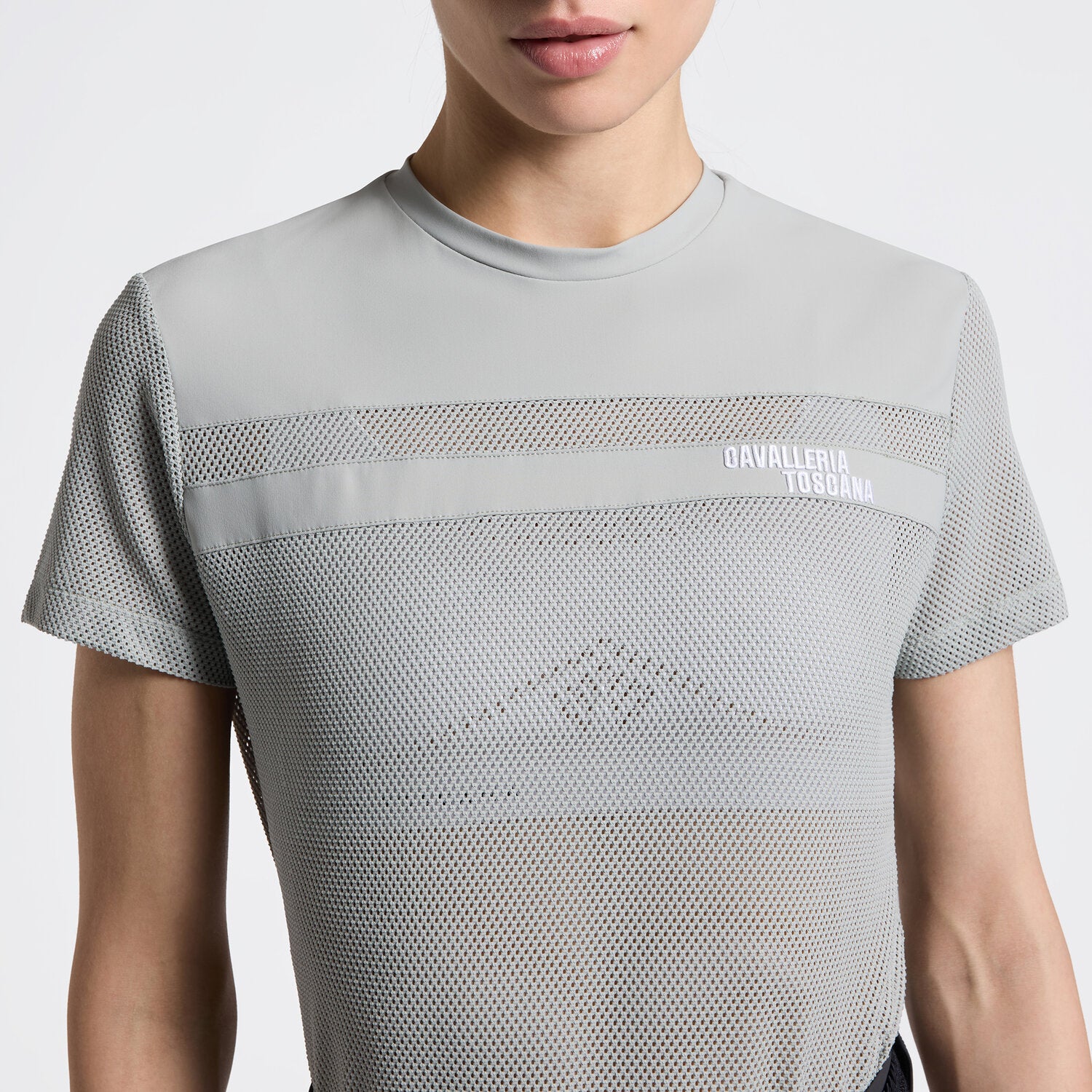 T-shirt technique perforé femme Cavalleria Toscana – Léger & respirant coloris Agave