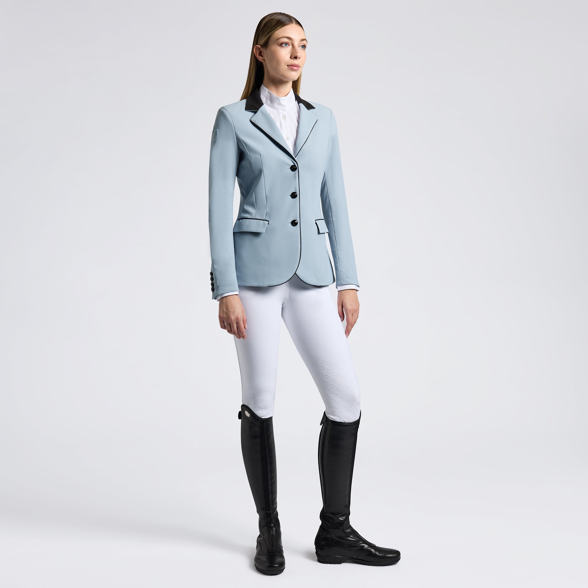 Veste de concours femme Cavalleria Toscana perforée – Sky Blue