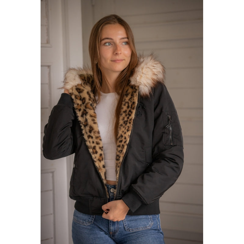 Bombers réversible PL-Leolyon Pénélope – Noir & Léopard