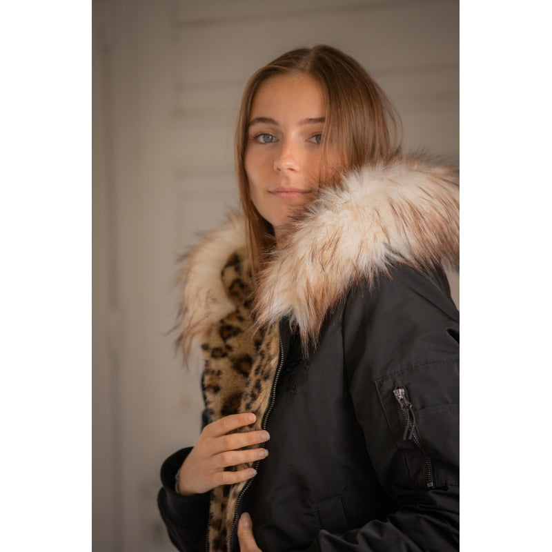 Bombers réversible PL-Leolyon Pénélope – Noir & Léopard