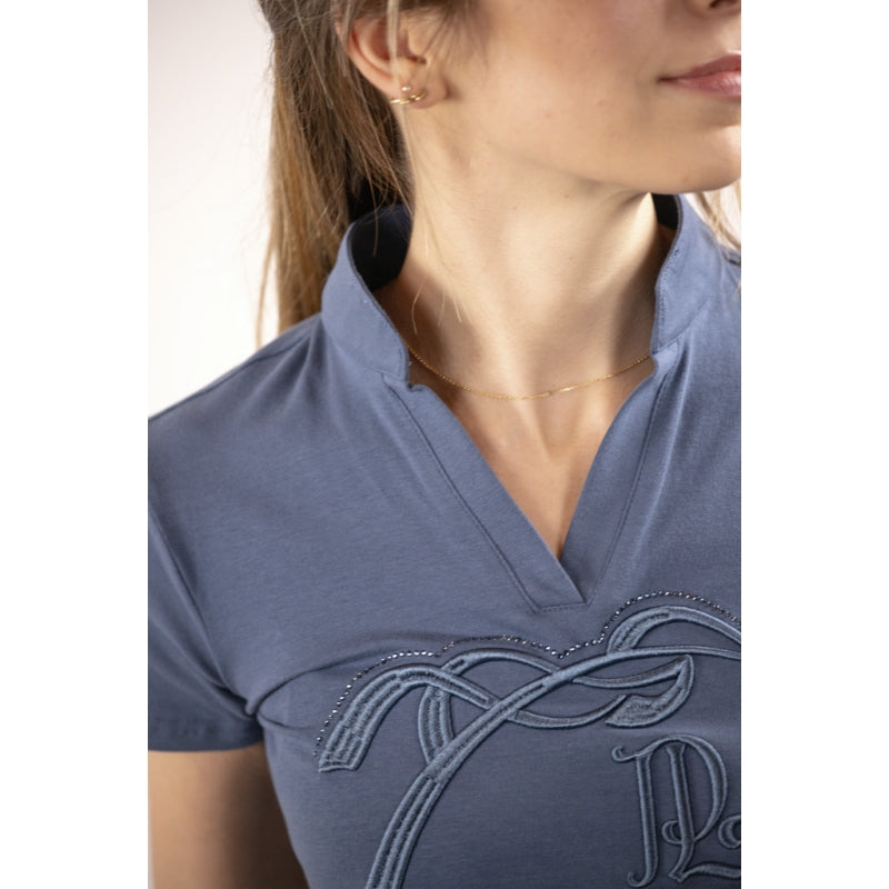 Polo Iliana Pénélope – Manches courtes, Bleu Gris