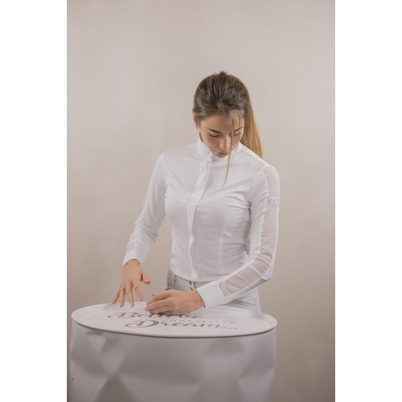 Polo de concours femme Las Honey manches longues – Blanc