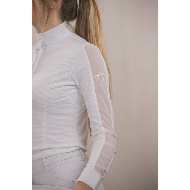 Polo de concours femme Las Honey manches longues – Blanc