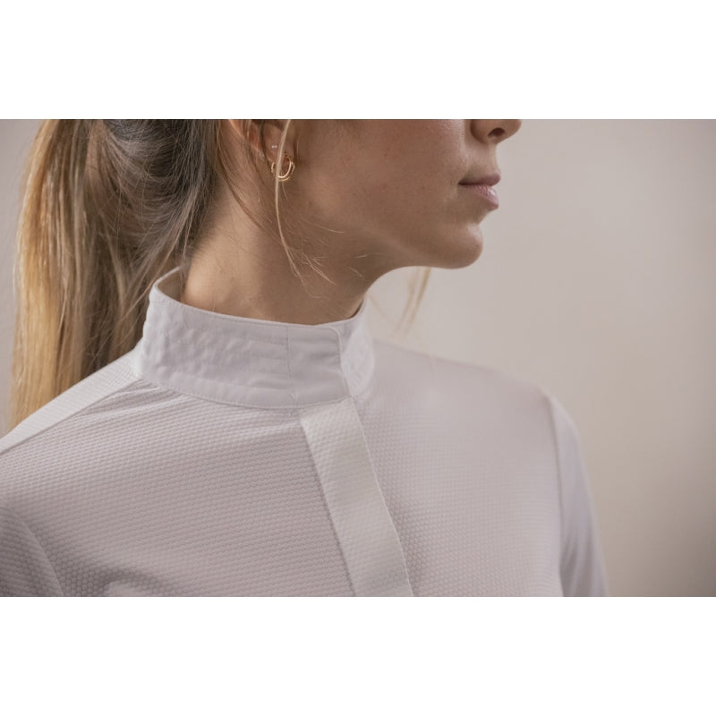 Polo de concours femme Las Honey manches longues – Blanc