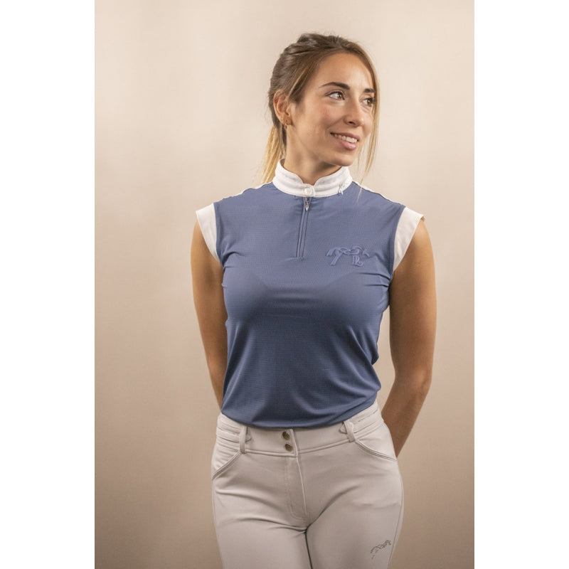 Polo de concours Séville Mesh sans manches – Bleu Gris
