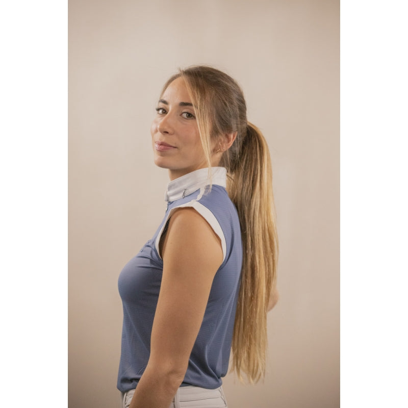 Polo de concours Séville Mesh sans manches – Bleu Gris