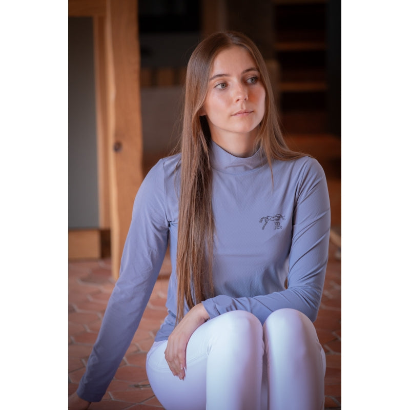 T-shirt technique manches longues -Charlotte Pénélope – Bleu Gris