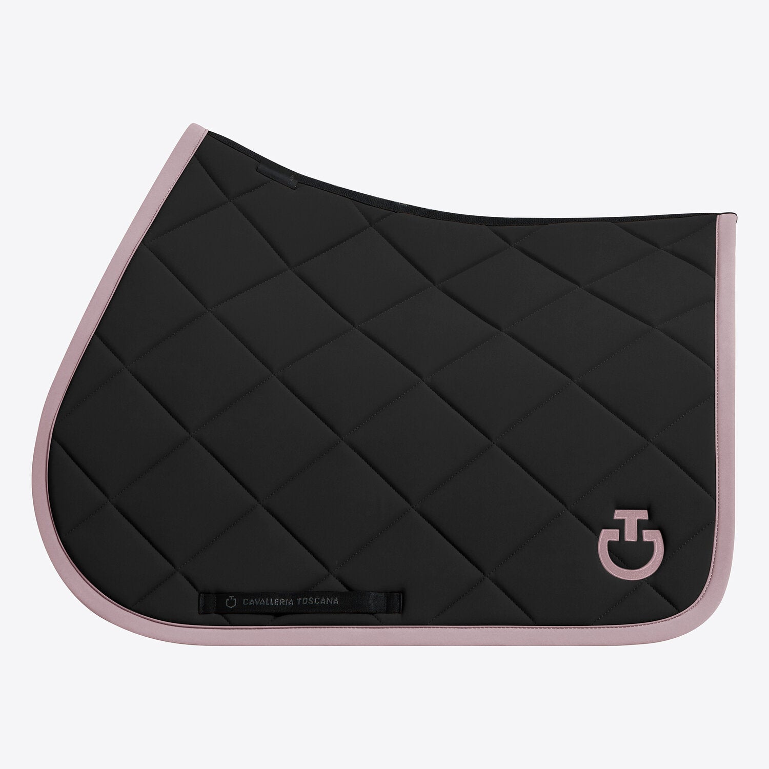 Tapis de selle Cavalleria Toscana Diamond quilted en jersey - Noir galon et logo Violet Ice