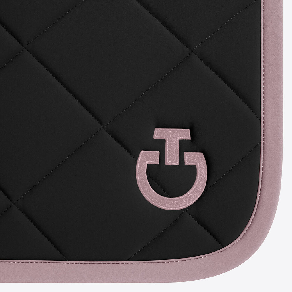 Tapis de selle Cavalleria Toscana Diamond quilted en jersey - Noir galon et logo Violet Ice